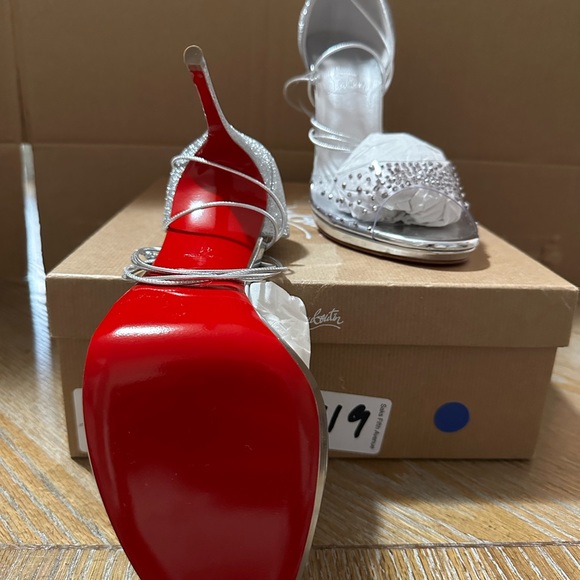 Christian Louboutin Shoes - SOLD Christian Louboutin PVC crystal and glitter wrap around heels